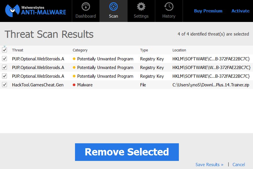 Malwarebytes-anti-malware-Remove-sélectionnés