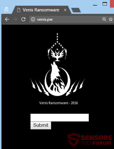 stf-venis-ransomware-2016-virus-cryptage principale-page-pour-rançon-paiement