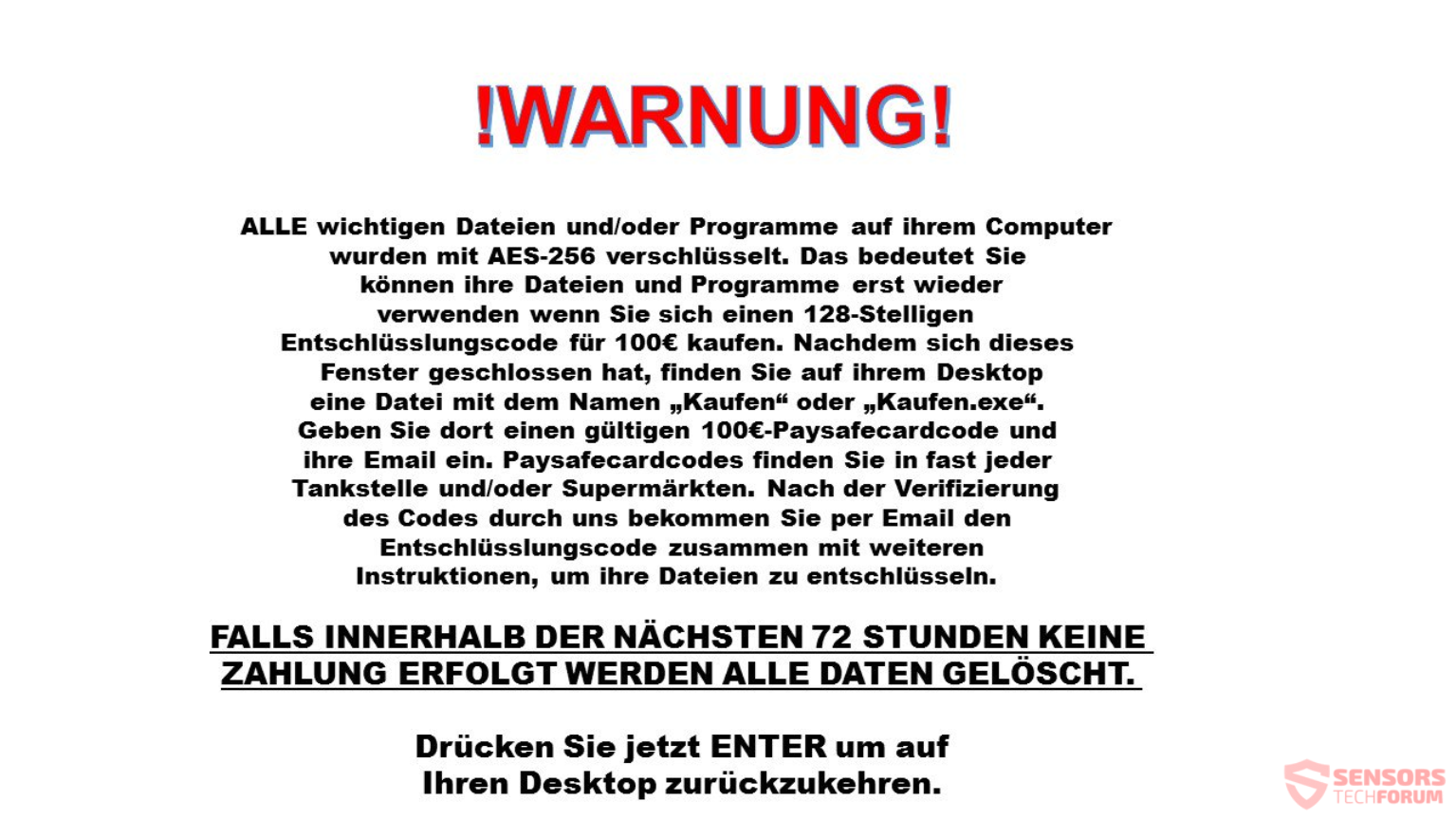 stf-Paysafe-Generator-Ransomware-Deutsch-message-Lösegeld-Anmerkung