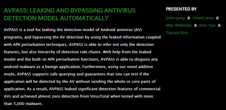 AVPASS Android Hacking Tool Presentation Image