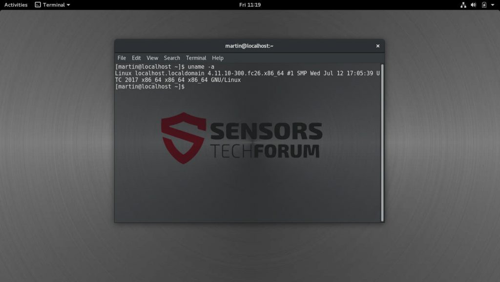 imagen de pantalla del servidor Fedora Linux
