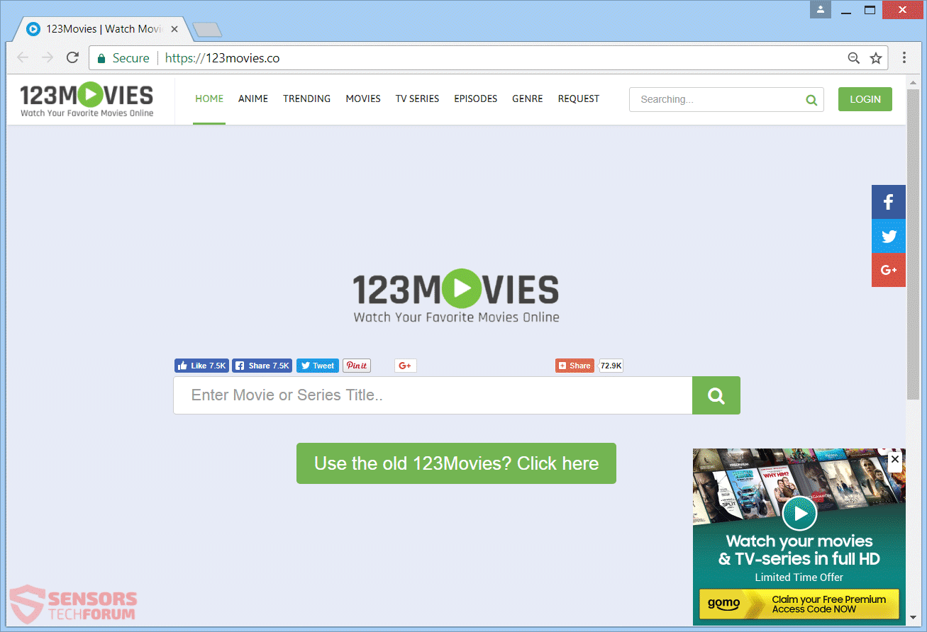 123movies.co main page