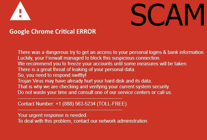 Google Chrome Critical Error Scam Pop Up How To Remove - 