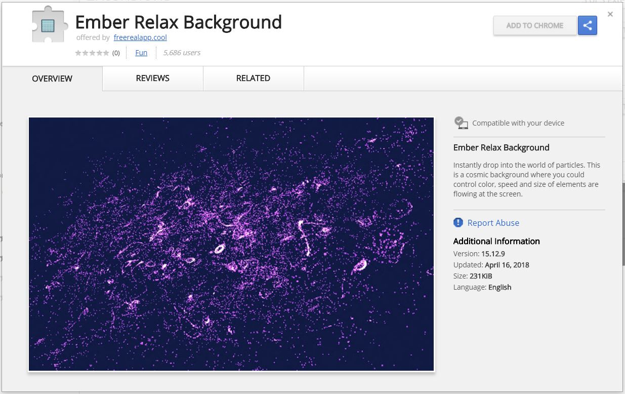 verwijderen Ember Relax Achtergrond browser extensie