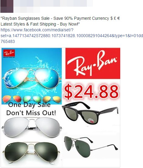 RaybanFast Shipping Buy Now Facebook Scam Stforum phishlist