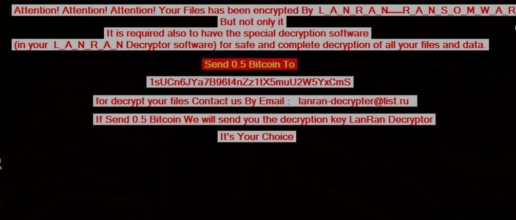 LanRan ransomware desktop ransom message sensorstechforum