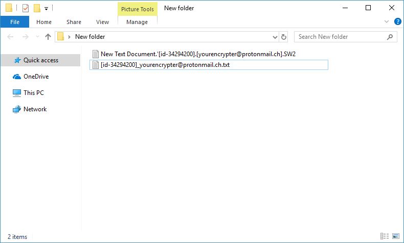 Yourencrypter@protonmail.ch Bild Virus Ransomware note Yourencrypter@protonmail.ch.[Zufalls ext] Erweiterung