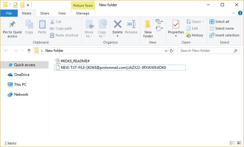 Matrix Virus image ransomware note .KOK8  extension