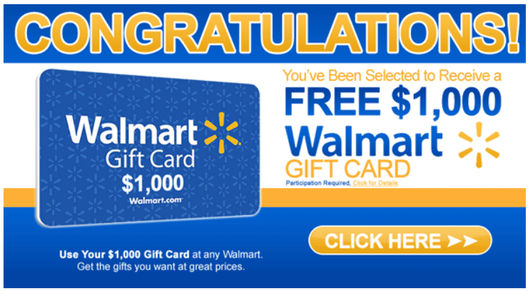 $1000 Walmart Gift Card Winner Scam virus