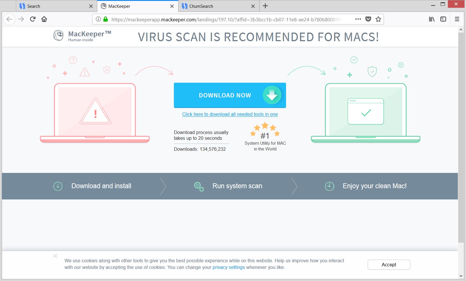 mackeeper download page displayed by search.globalsearch.pw hijacker