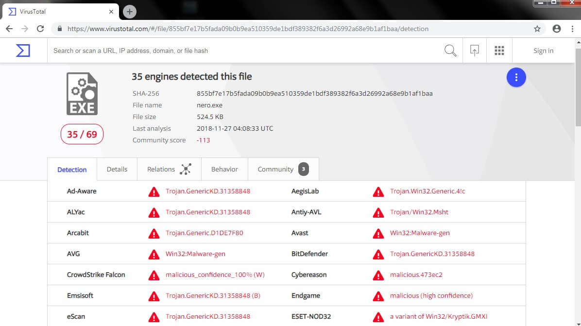 lolita files virus scarab ransomware virustotal site detection
