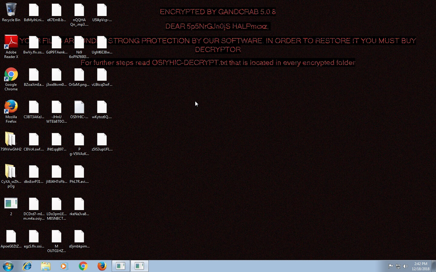 GandCrab 5.0.8 ransomware fond d'écran de virus
