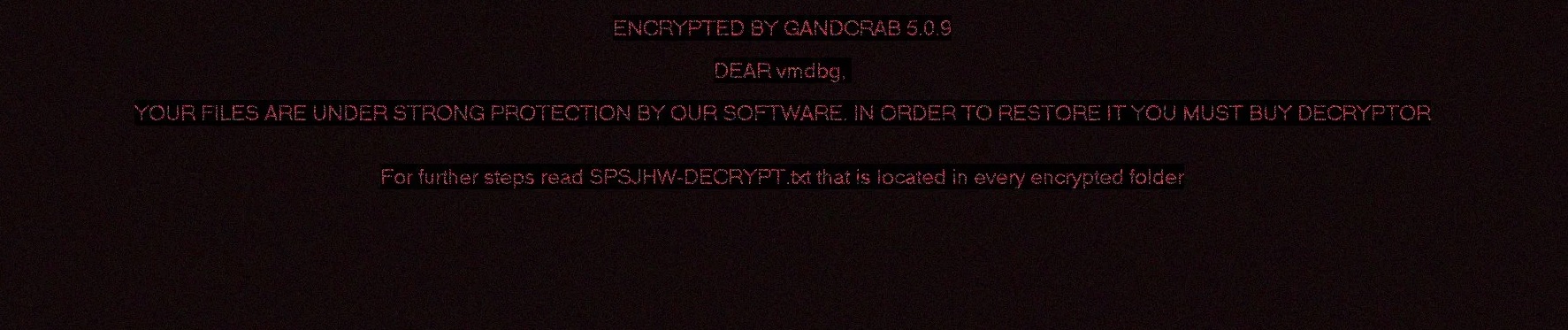 gandcrab 5.0.9 cryptovirus ransomware sfondo del desktop