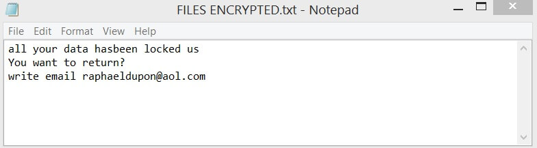 FILES ENCRYPTED txt ransom note raphaeldupon aol btc files virus sensorstechforum