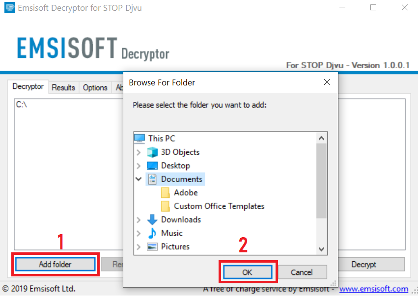 stop ransomware decryptor step 3