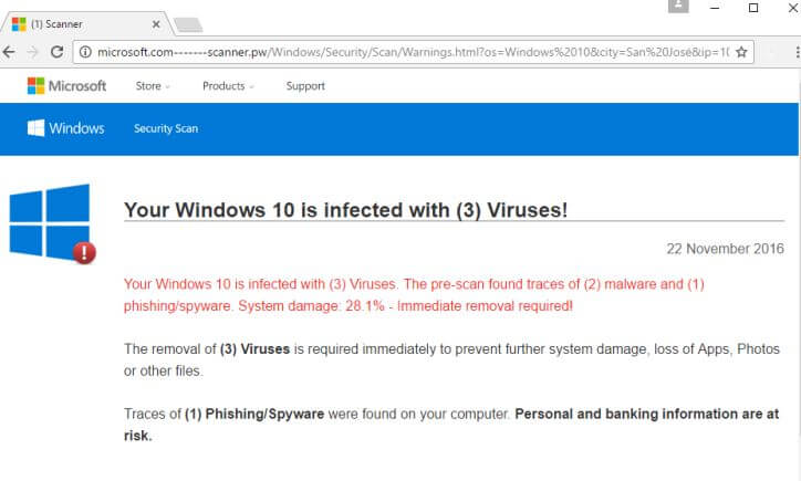 your windows 10 is infected with viruses