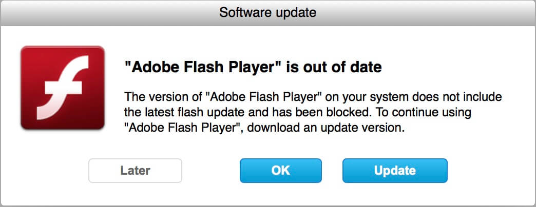 Update Adobe Flash Player scam - malware attack