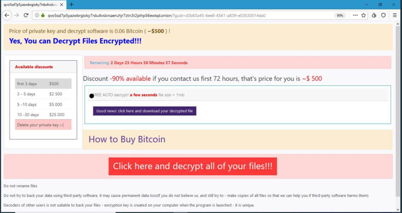 ftcode ransomware virus decryption prices page