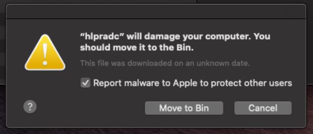 hlpradc Virus entfernen wird Ihr Computer mac Fehlermeldung sensorstechforum beschädigen