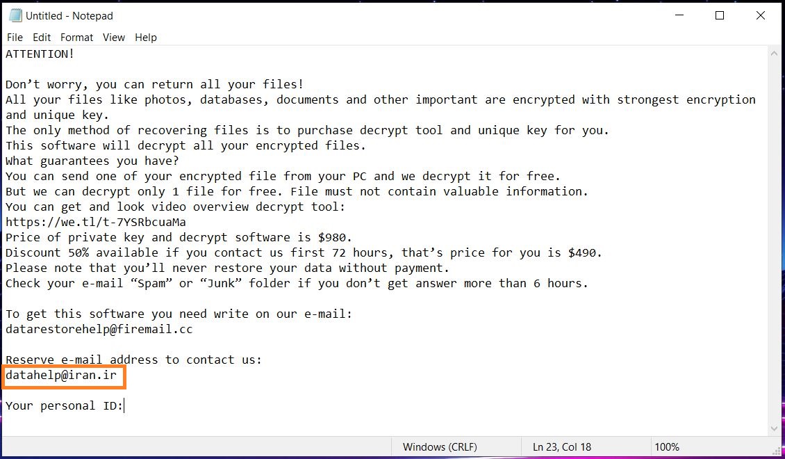 datahelp iran ir ransomware remove readme txt ransom note