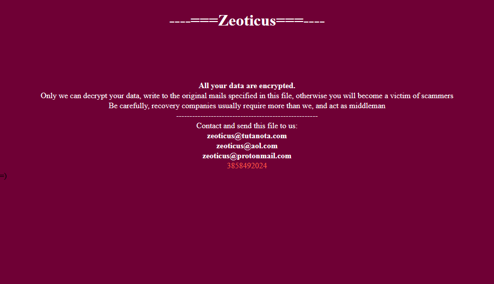 Zeoticus ransomware READ_ME.html ransom message