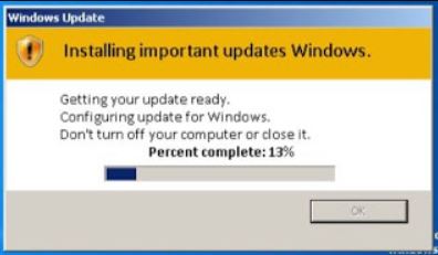 fake Windows update pop-up hides the encryption