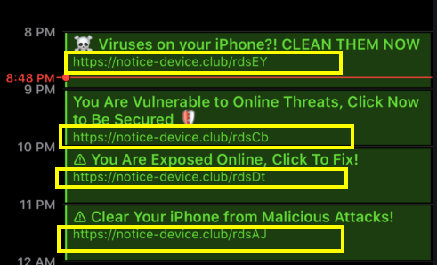 Avviso-Device-Club calendario virus guida rimozione iPhone
