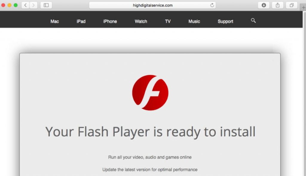 Your Computer Is Low On Memory adware mac fake update