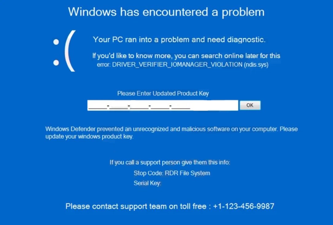 Windows has encountered a problem scam