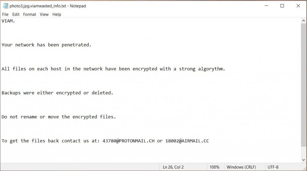 viamwasted_info viam virus ransom message
