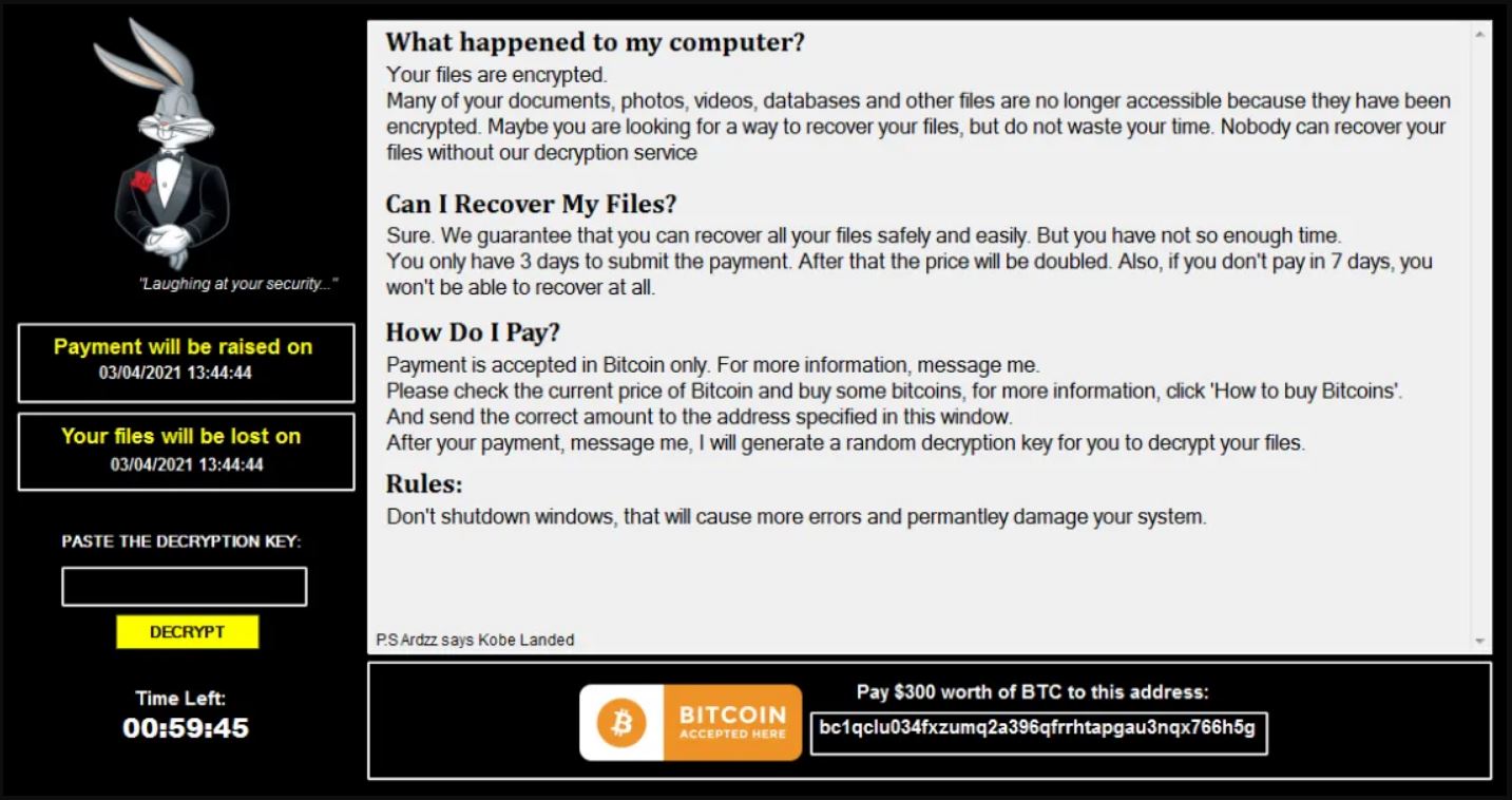 LulzDecryptor Ransomware pop-up ransom demanding note stf