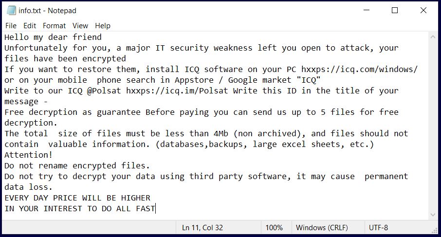 info.txt ransom note polsat virus