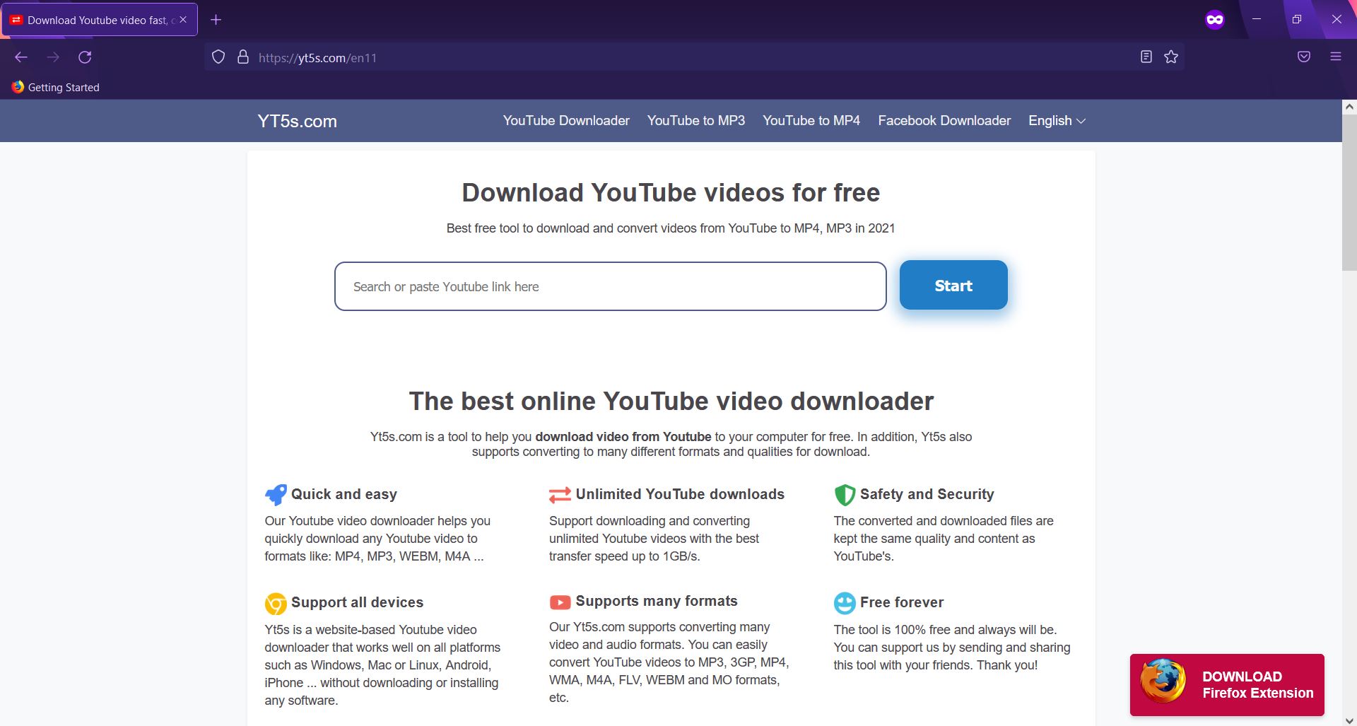 how Yt5s.com appears in an affected web browser