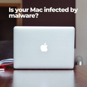 Mac コンピューターの Apple ロゴは、マルウェアに感染した Mac です