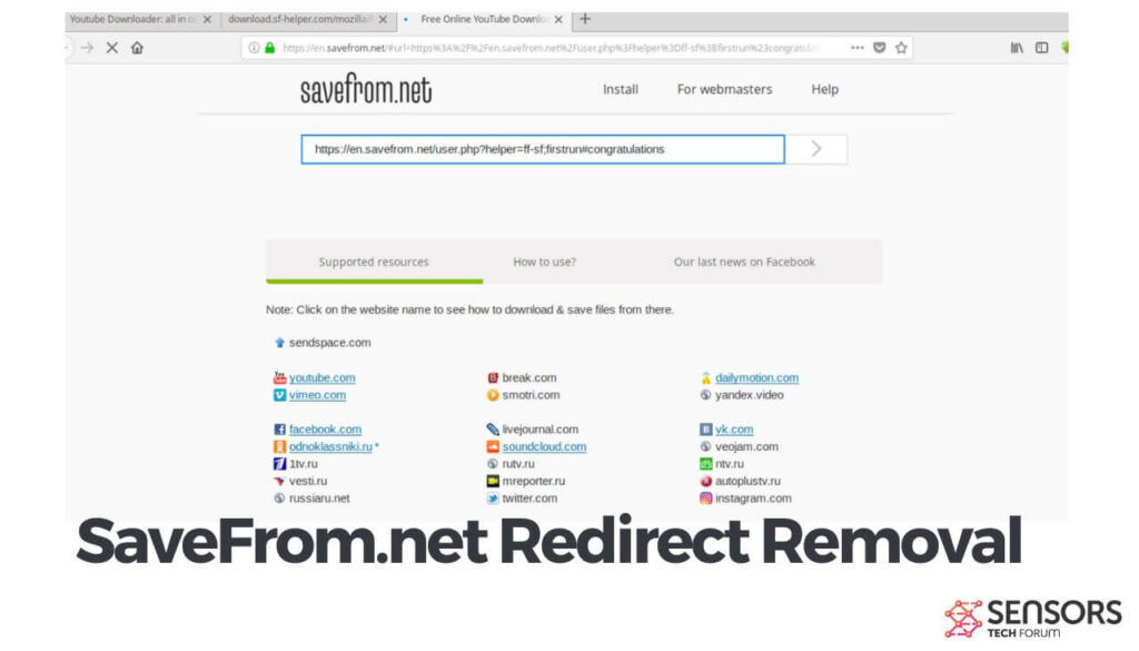 SaveFrom.net Redirect Removal