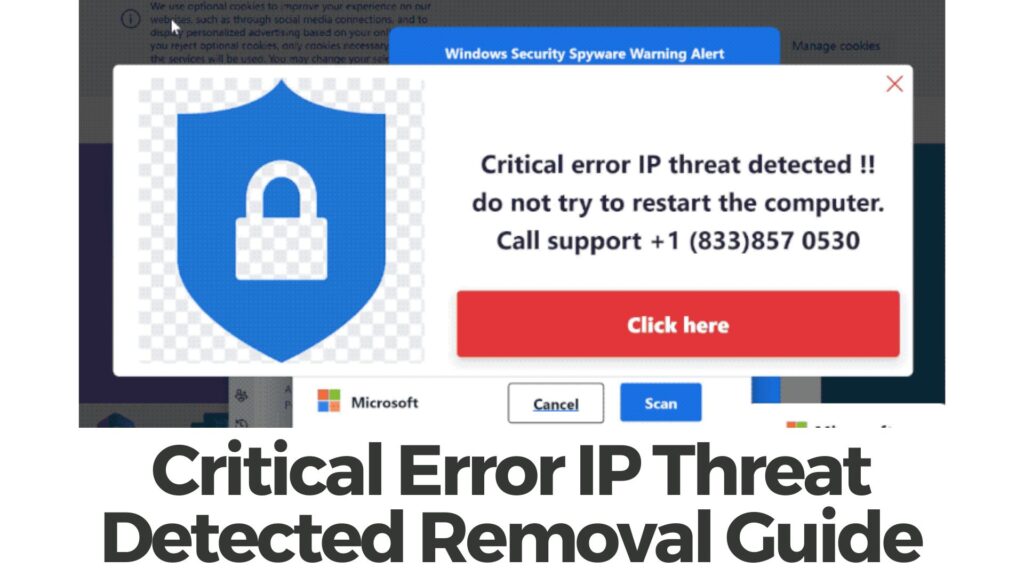 Critical Error IP Threat Detected Pop-up Scam Removal