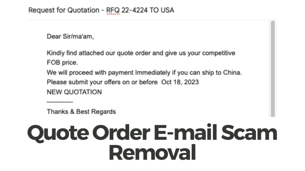 Quote Order Email Scam Removal [5 Min]